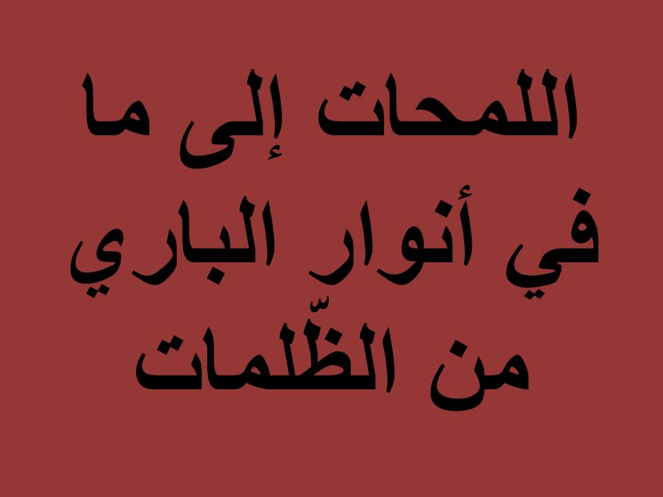 اللمحات إلى ما في أنوار الباري من الظّلمات 3 