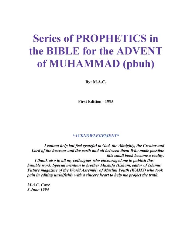 Series of Prophecies in the Bible for the Advent of Muhammad (Pbuh)