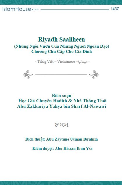 Riyaadh Al-Saaliheen - Chương Chu Cấp Cho Gia Đình -
