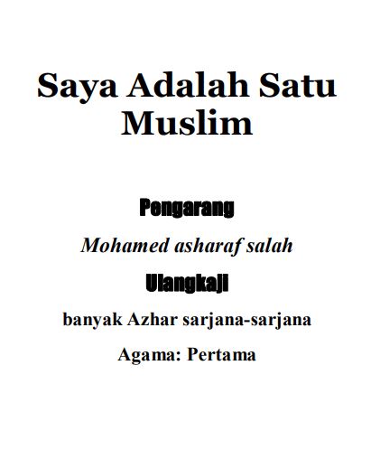 Saya Adalah Satu Muslim