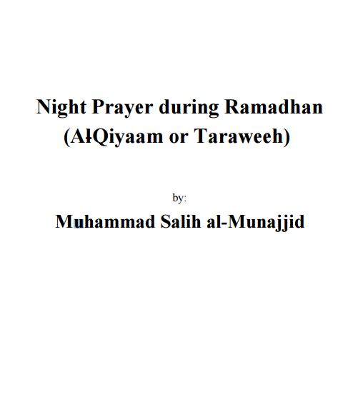 Night Prayer during Ramadhan