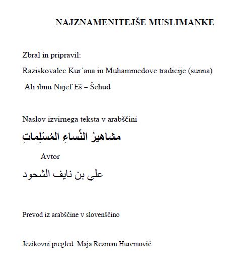 NAJZNAMENITEJŠE MUSLIMANKE